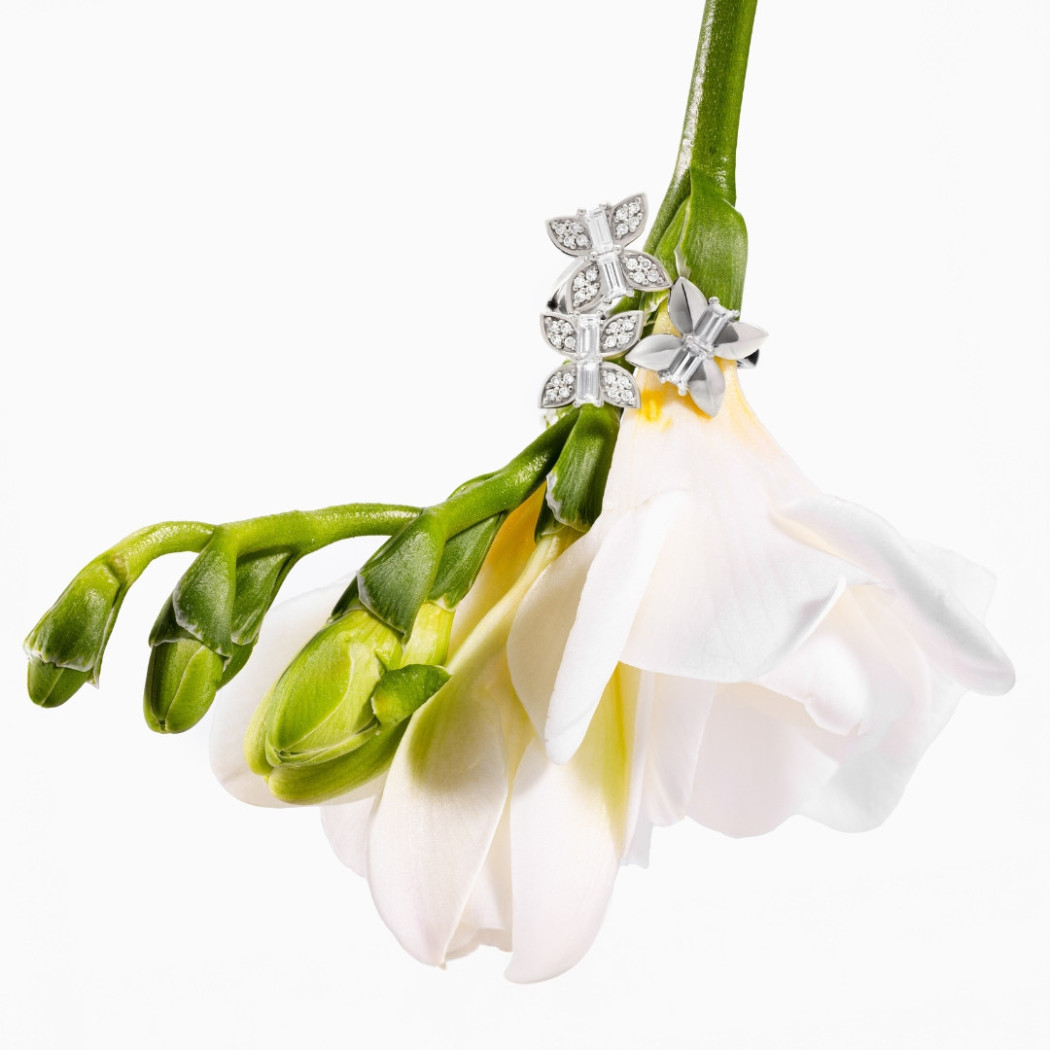 Pierścionek z białego złota z diamentami - 0,85 ct - próba 585