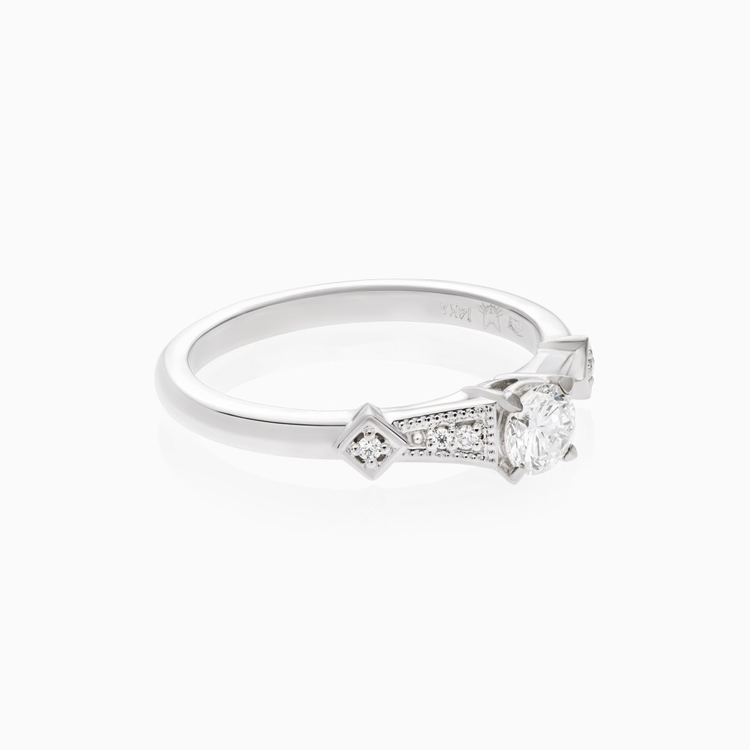 Pierścionek z białego złota z diamentami - 0,34 ct - próba 585