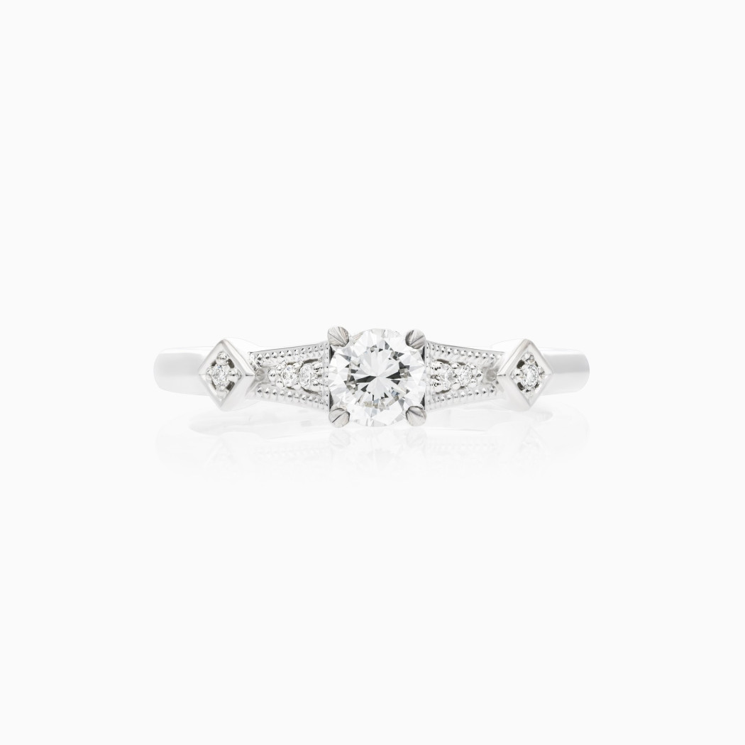Pierścionek z białego złota z diamentami - 0,34 ct - próba 585